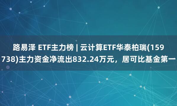 路易泽 ETF主力榜 | 云计算ETF华泰柏瑞(159738)主力资金净流出832.24万元，居可比基金第一