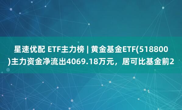 星速优配 ETF主力榜 | 黄金基金ETF(518800)主力资金净流出4069.18万元，居可比基金前2