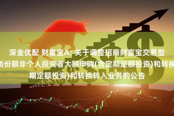 深金优配 财富宝A: 关于调整招商财富宝交易型货币市场基金A类份额非个人投资者大额申购(含定期定额投资)和转换转入业务的公告